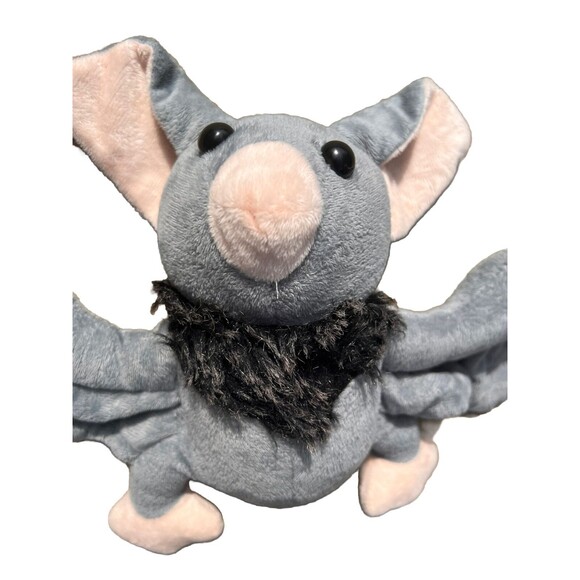 Soft Plushie Gray Bat Stuffed Animal Breaded Chest Halloween Toy Trick Or Treat - Picture 6 of 6